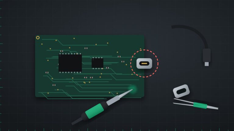 Illustration of a USB-C charging port being replaced