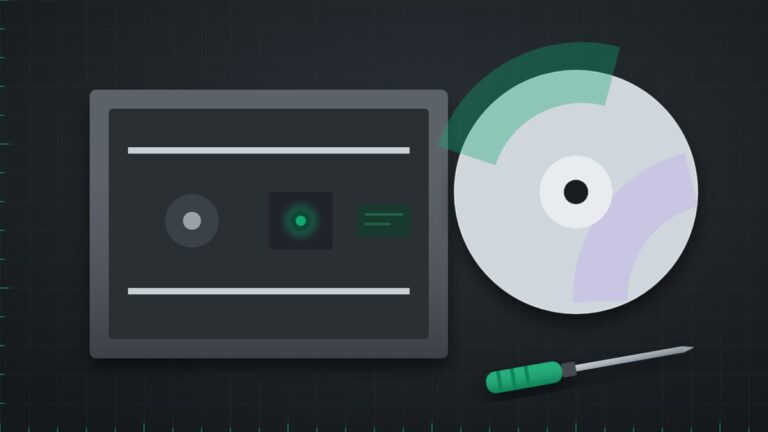 Illustration of an opened console disc drive with a disc beside it