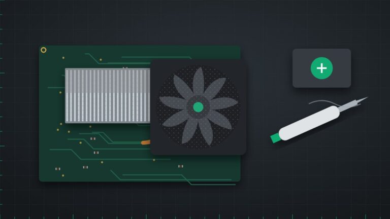 Illustration of a dusty console fan and heatsink with thermal paste